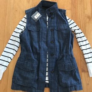 Gap Striped Top Talbots Utility Vest Outfit NEW